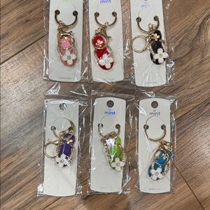 Floral Flip-Flop Keychain, Purse Charm Rhinestones